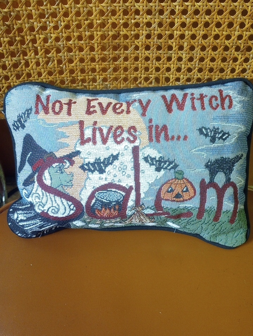 RARE Halloween Vintage Tapestry Toss Pillow. Not Every Witch Lives in Salem